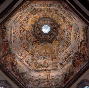 Last Universal Judgment Frescoes of Brunelleschi's Dome in Florence's Duomo, the Santa Maria del Fiore Cathedral, by Giorgio Vasari and Federico Zuccari.