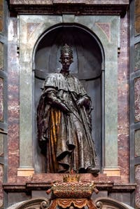 Scarcophagus and Statue of Cosimo II de Medici, Grand Duke of Tuscany, in the Chapel of Princes in Florence Italy