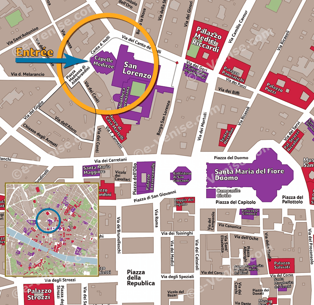 Location Map Address Medici Chapel New Sacristy in Florence