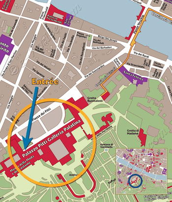 Location Map of the Pitti Palace Palatina Gallery Florence Italy