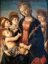 Botticelli, Virgin and Child with the Young Saint John the Baptist and two angels, at the Accademia Gallery in Florence