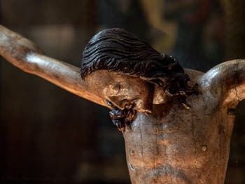 Michelangelo Buonarroti, Crucifix, polychrome wood, Bargello Museum in Florence Italy