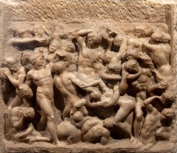 Michelangelo, Battle of the Centaurs with Hercules, Casa Buonaroti Museum in Florence in Italy