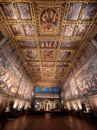 Hall and Ceiling of the Five Hundred Hall of Palazzo Vecchio in Florence Italy