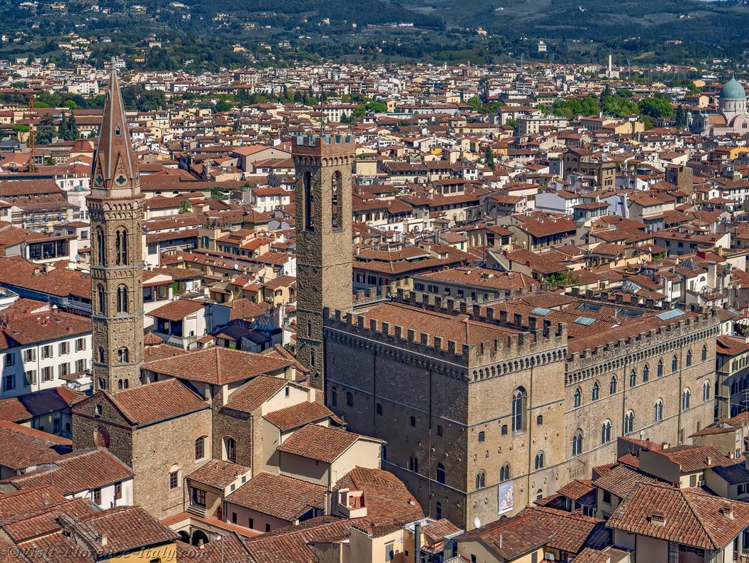 View Badia Bargello from Palazzo Vecchio Tower Florence