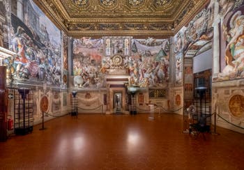 The Hearings Hall, “Sala delle Udienze” of the Palazzo Vecchio in Florence in Italy