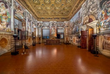 The Hearings Hall, “Sala delle Udienze” of the Palazzo Vecchio in Florence in Italy