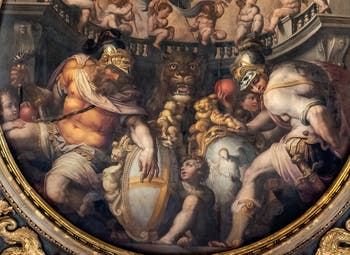 Giorgio Vasari, Allegories of the Districts of Santa Croce and Santo Spirito, Ceiling of the Hall of Five Hundred of Palazzo Vecchio in Florence