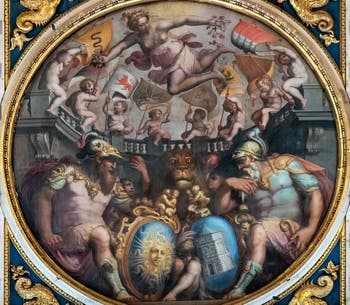 Giorgio Vasari, Allegory of the Districts of Santa Maria Novella and San Giovanni, Ceiling of the Hall of Five Hundred of Palazzo Vecchio in Florence