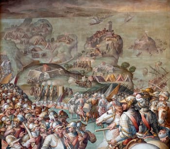 War of Siena, Taking of the Port of Ercole, by Giorgio Vasari, Hall of Five Hundred of Palazzo Vecchio in Florence