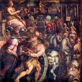 Giorgio Vasari and Giovanni Stradano, The Triumph After the War of Pisa, Ceiling of the Hall of Five Hundred of Palazzo Vecchio in Florence