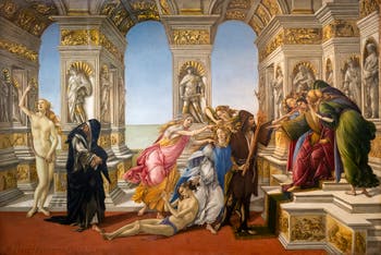 Botticelli, The Calumny of Apelles, Uffizi Gallery, Florence Italy