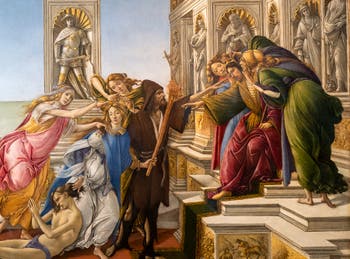 Botticelli, The Calumny of Apelles, Uffizi Gallery, Florence Italy