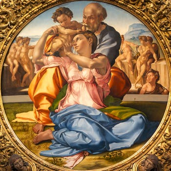 Michelangelo, The Holy Family, the Tondo Doni at the Uffizi Gallery in Florence
